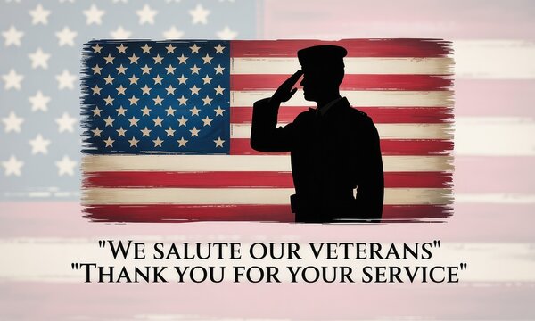 Saluting soldier american flag background veterans day military tribute