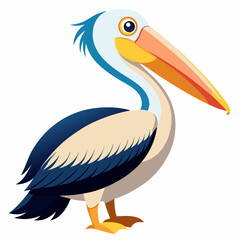 Pelican Illustration on White Background Vector Design with Clean Lines and Simple Color Palette for Various
