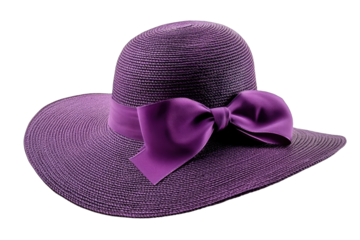 Deep purple wide-brimmed hat with satin bow