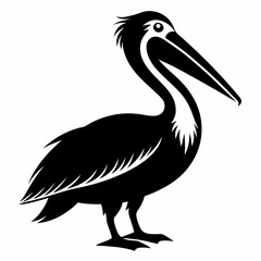 Elegant Pelican Silhouette Illustration on Clean White Background for Graphic Design and Creative Projects