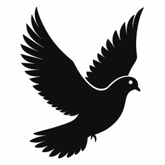 Pigeon in Flight A Simple Silhouette Design on a White Background Ideal for Various Creative Projects