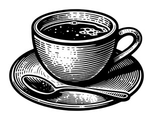 vintage coffee cup with spoon illustration