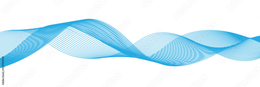 Aufkleber abstract blue wave lines on transparent background. curved wavy line, smooth stripe. thin line wavy 