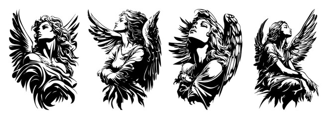 monochrome angel statue sketch pack