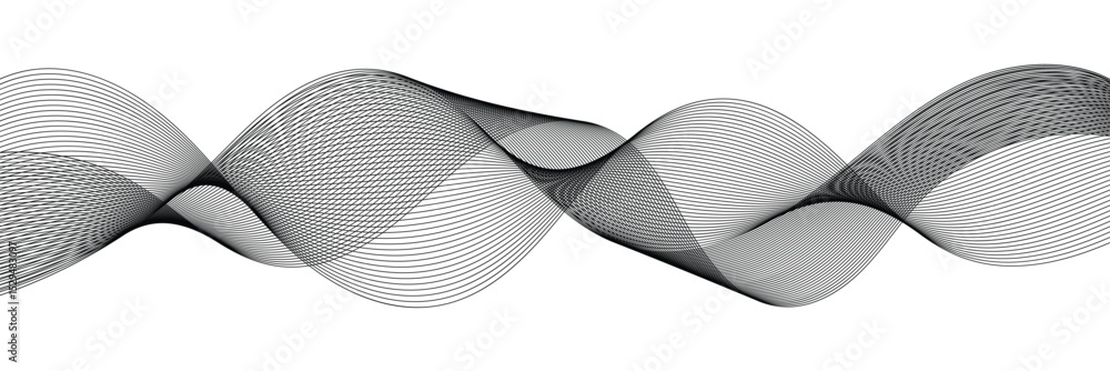 Poster thin line wavy abstract background. abstract black curved lines design suitable for background. tech