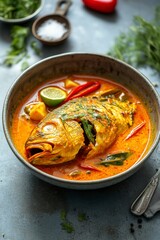 Fresh Whole Fish in Spicy Coconut Curry with Lime and Herbs