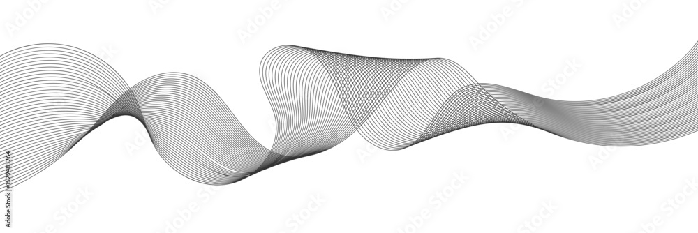 Poster thin line wavy abstract background. abstract black curved lines design suitable for background. tech