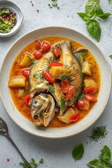 Delicious Fresh Fish Dish with Vegetables in Flavorful Broth