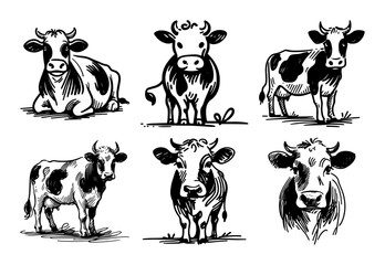 cow character cartoon vintage style pack