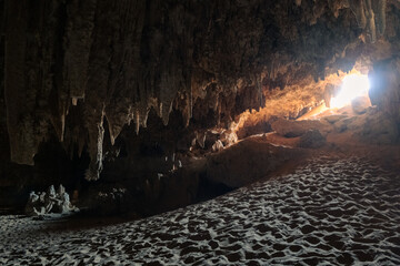 Djara Cave in Egypt with impressive stalagmites and natural rock formations. A hidden geological...
