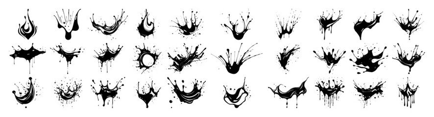abstract splash and droplet shape icon set