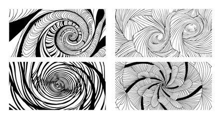 spiral swirl abstract vortex background set
