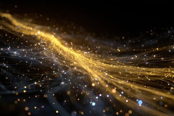 Obraz premium Abstract Golden Particle Flow