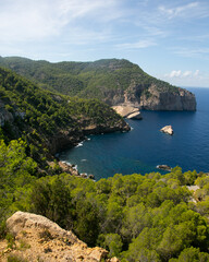 Beautiful wild beach of Es Portitxol on the island of Ibiza