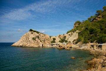 Beautiful wild beach of Es Portitxol on the island of Ibiza