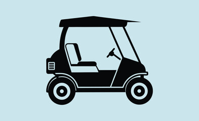 Golf cart icon, vehicle silhouette vector, transport illustration, electric buggy design, black shape graphic, golf cart icon 