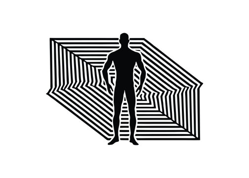 Silhouette of Zollner illusion isolated on a white background