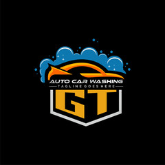GT initial monogram for carwash with car clean image design vector