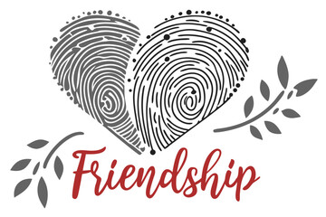 Fingerprint heart design creative love and friendship vector graphic