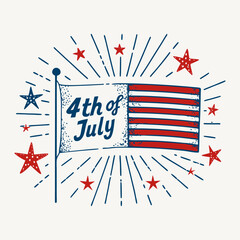 Patriotic design featuring the stars and stripes of the United States flag for Independence Day