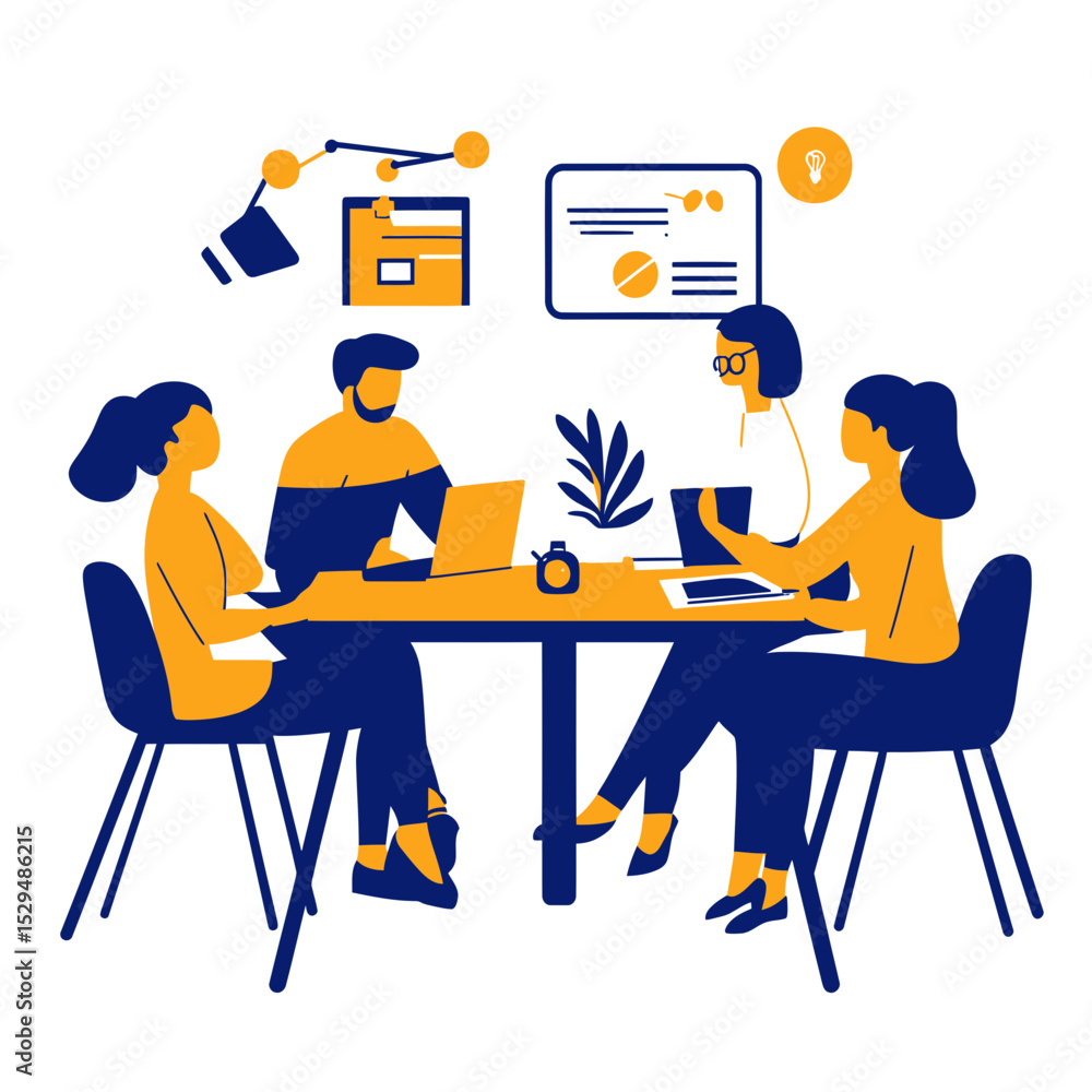 Aufkleber group business meeting with teamwork collaboration and digital data presentation in modern office se