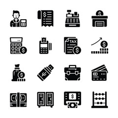 Get this amazing buble showing finance and accounting glyph icons