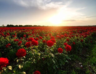 Obraz premium A field full of red rose.