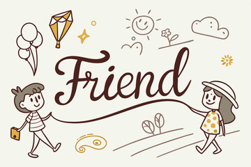 Hand drawn friendship typography message design