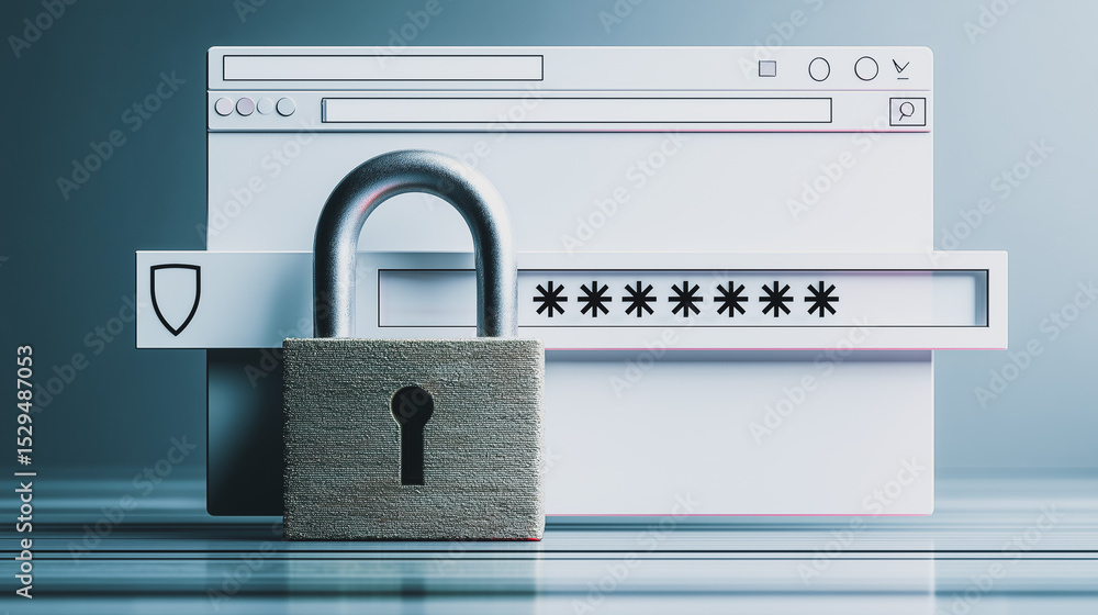 Poster digital fortress: a symbolic representation of secure browsing with a padlock safeguarding sensitive