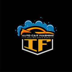 IF initial monogram for carwash with car clean image design vector