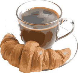 cup of coffee with croissant