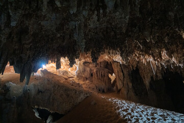 Djara Cave in Egypt with impressive stalagmites and natural rock formations. A hidden geological...