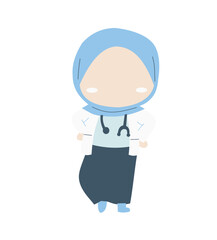Fototapeta premium Muslim Child in Medical Uniform – Cute Character Design