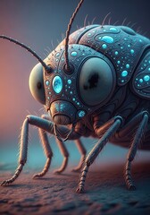 Futuristic insect design with intricate patterns