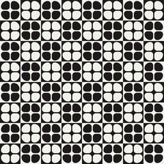 Mid century modern floral geometric pattern in black and white. Graphical illustration for a unique textiles and home décor.