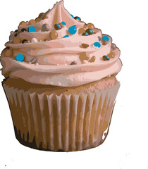 cupcake with icing and sprinkles