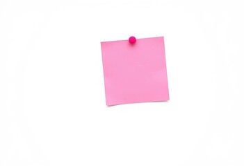 Single pink sticky note on plain white background,  note,  writing