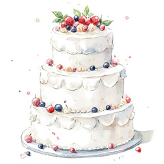 Cake Topper, watercolor clipart vector, high quality, isolated on a white background.