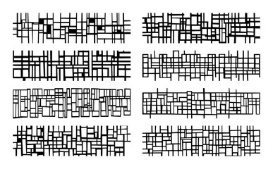 Fototapeta premium abstract grid pattern hand drawn vector set