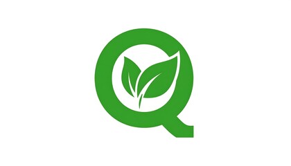 Green Leaf Q Logo Design.