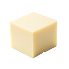 Single delicious yellow cheese cube isolated on a transparent background png file