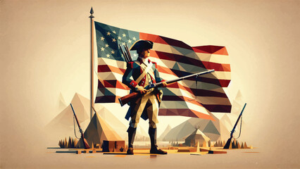 American Revolution Soldier, A historical figure dressed as a Revolutionary War