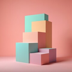 Obraz premium Colorful Pastel 3D Podium with Abstract Shapes and Soft Lighting. 10
