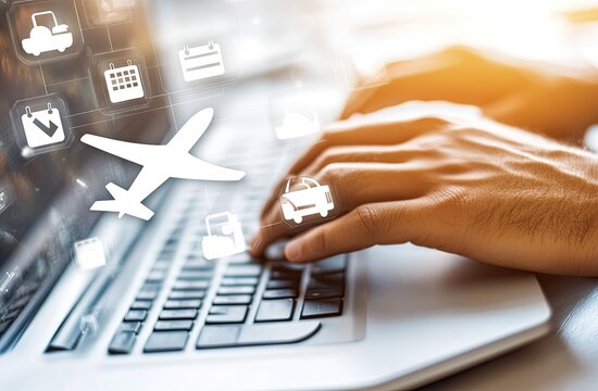 Person booking travel online