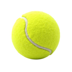 Single vibrant yellow tennis ball isolated on a transparent background ready for play