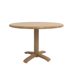 Small round wooden table with pedestal base on transparent background for product isolation