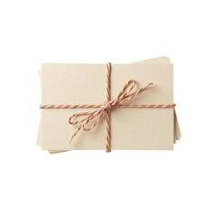 Stack of Blank Cream Paper Cards Tied with Rustic Twine Bow on Transparent Background PNG Image
