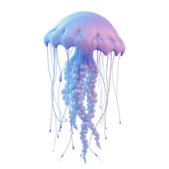 Stunning Digital 3D Render of a Translucent Blue and Purple Jellyfish Floating Ethereally PNG