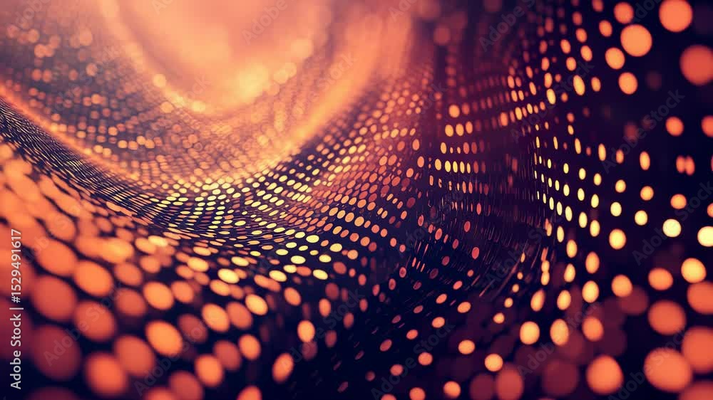 Poster abstract glowing dots forming a tunnel, modern tech, digital background loop