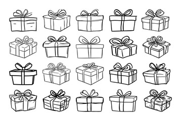 hand drawn gift boxes collection for holidays